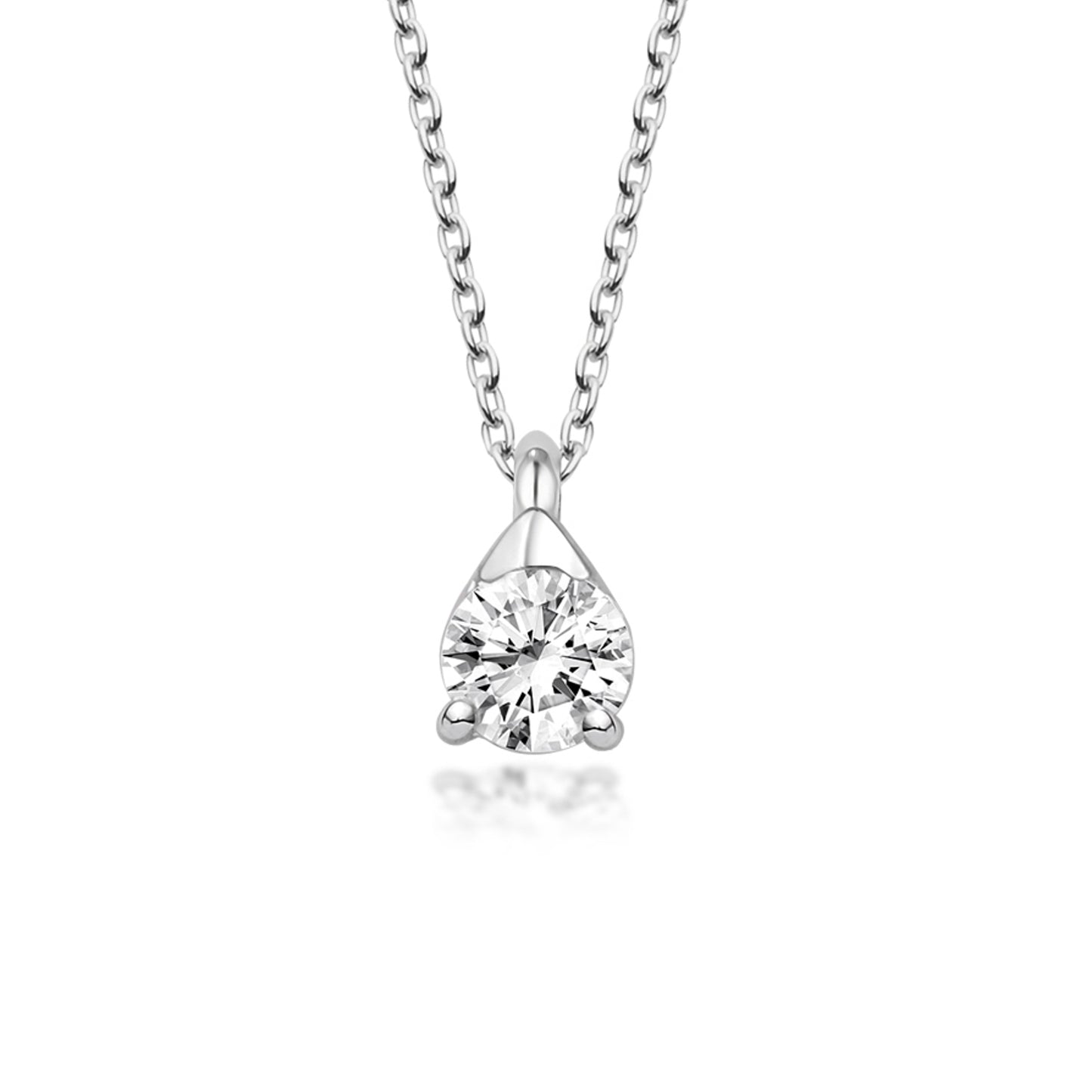 Swarovski Tek Taş Damla Kadın Gümüş Kolye
