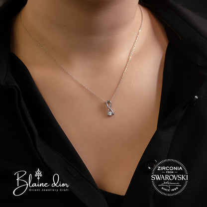 Swarovski Tek Taş Sonsuzluk Gümüş Kolye