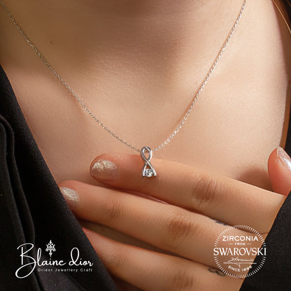 Swarovski Tek Taş Sonsuzluk Gümüş Kolye