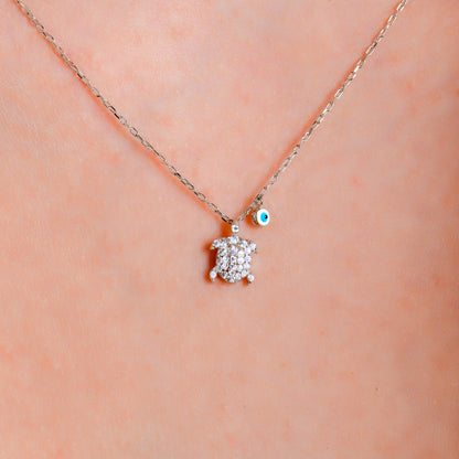 Swarovski Nazarlı Kaplumbağa Kadın Kolye