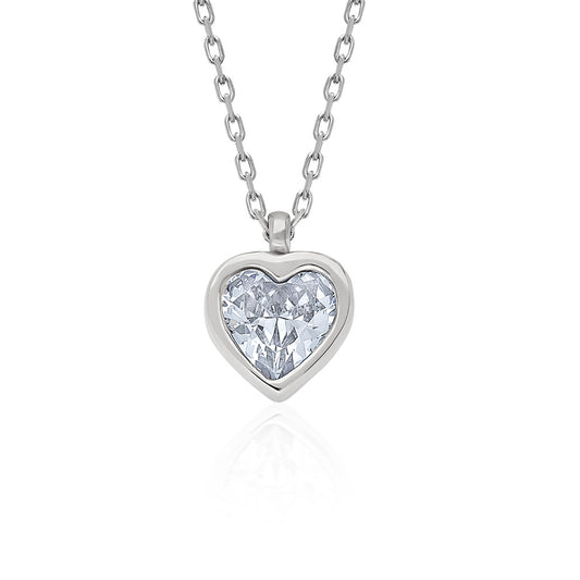 Swarovski Kalbimdeki Tek Taş Gümüş Kolye