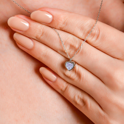 Swarovski Kalbimdeki Tek Taş Gümüş Kolye