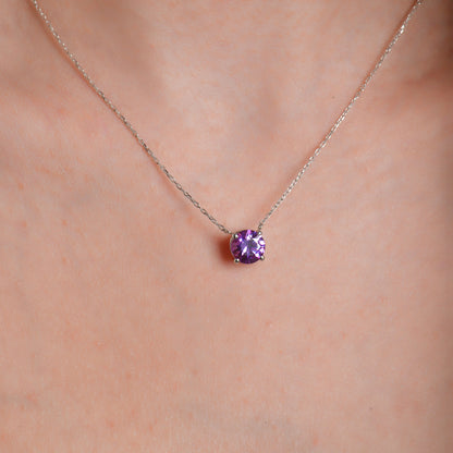 Swarovski Tek Taş Mor Aşk Kadın Kolye