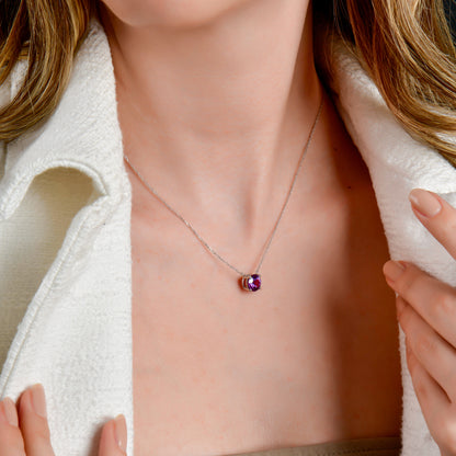 Swarovski Tek Taş Mor Aşk Kadın Kolye