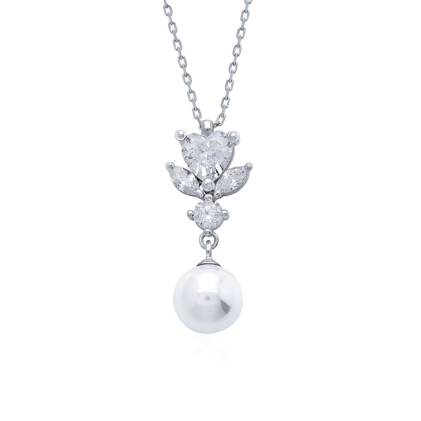 Swarovski İnci Kalp Çiçeği Kadın Kolye