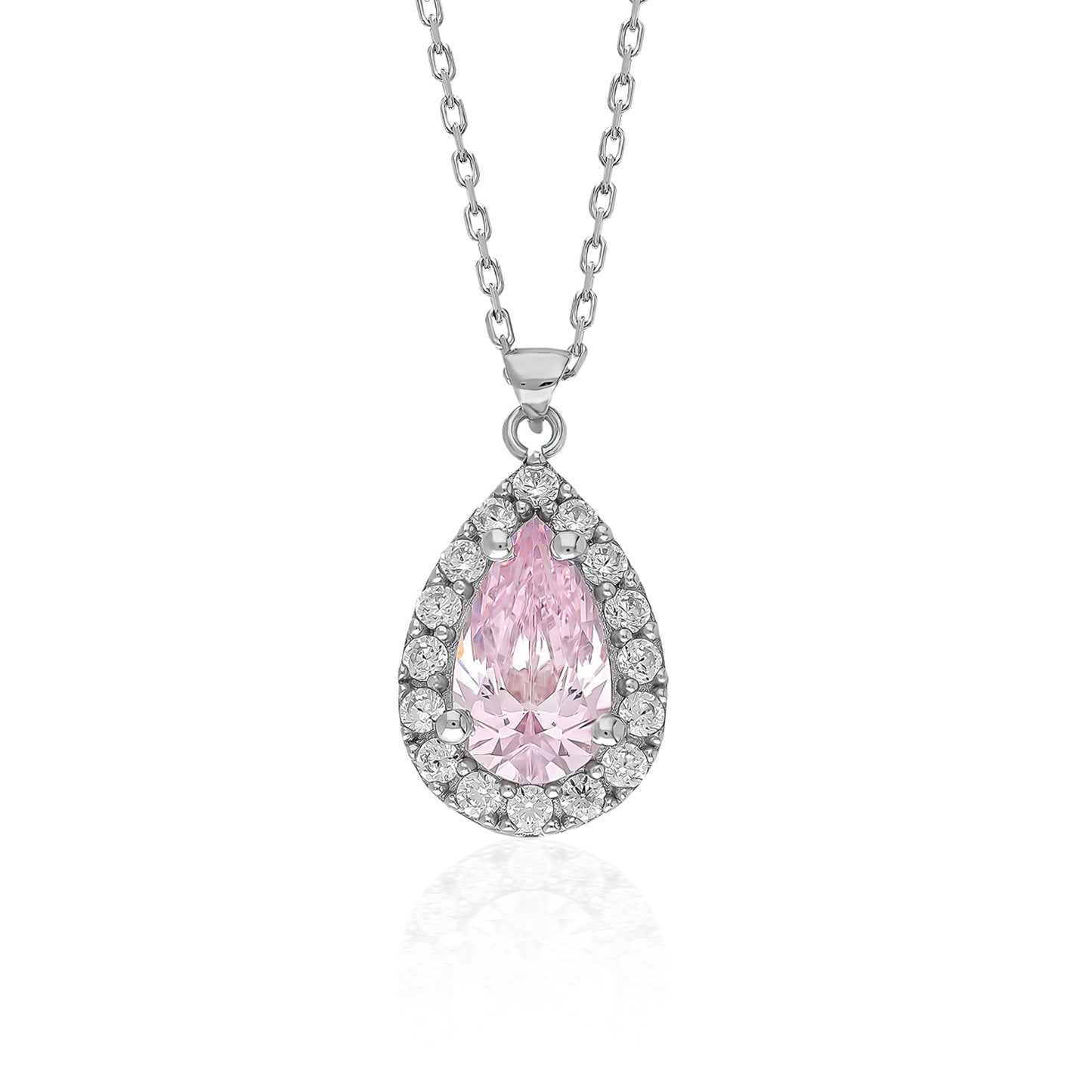 Swarovski Tam Tur Damla Tek Taş Pink Kadın Kolye