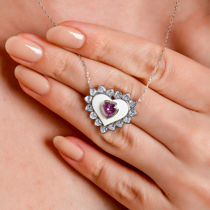 Swarovski Zirconia Mineli Kalp Tam Tur Kadın Kolye
