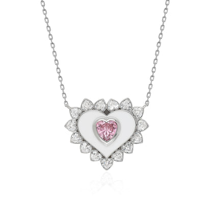 Swarovski Zirconia Mineli Kalp Tam Tur Kadın Kolye