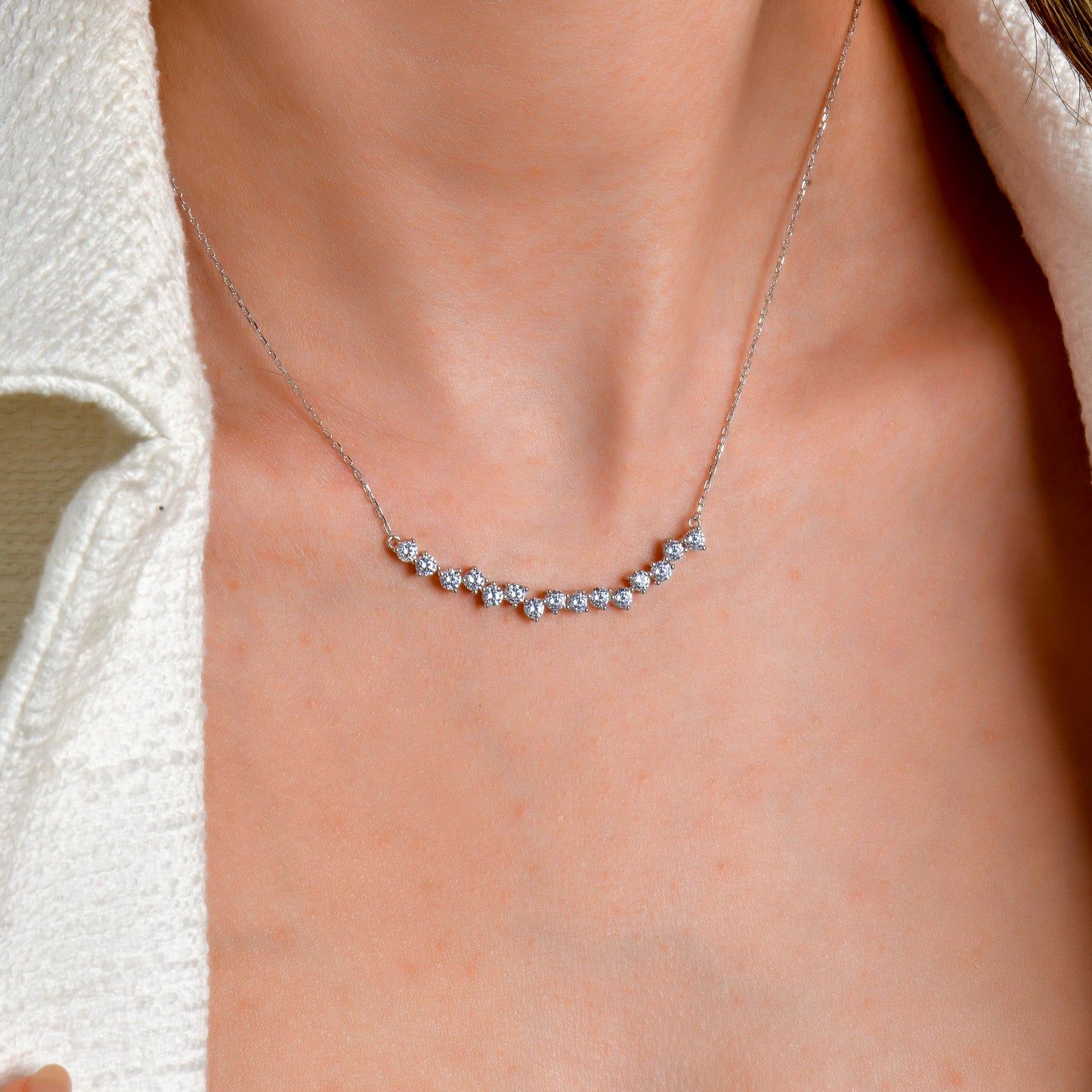 Swarovski Zirconia 15 Taş Kadın Kolye