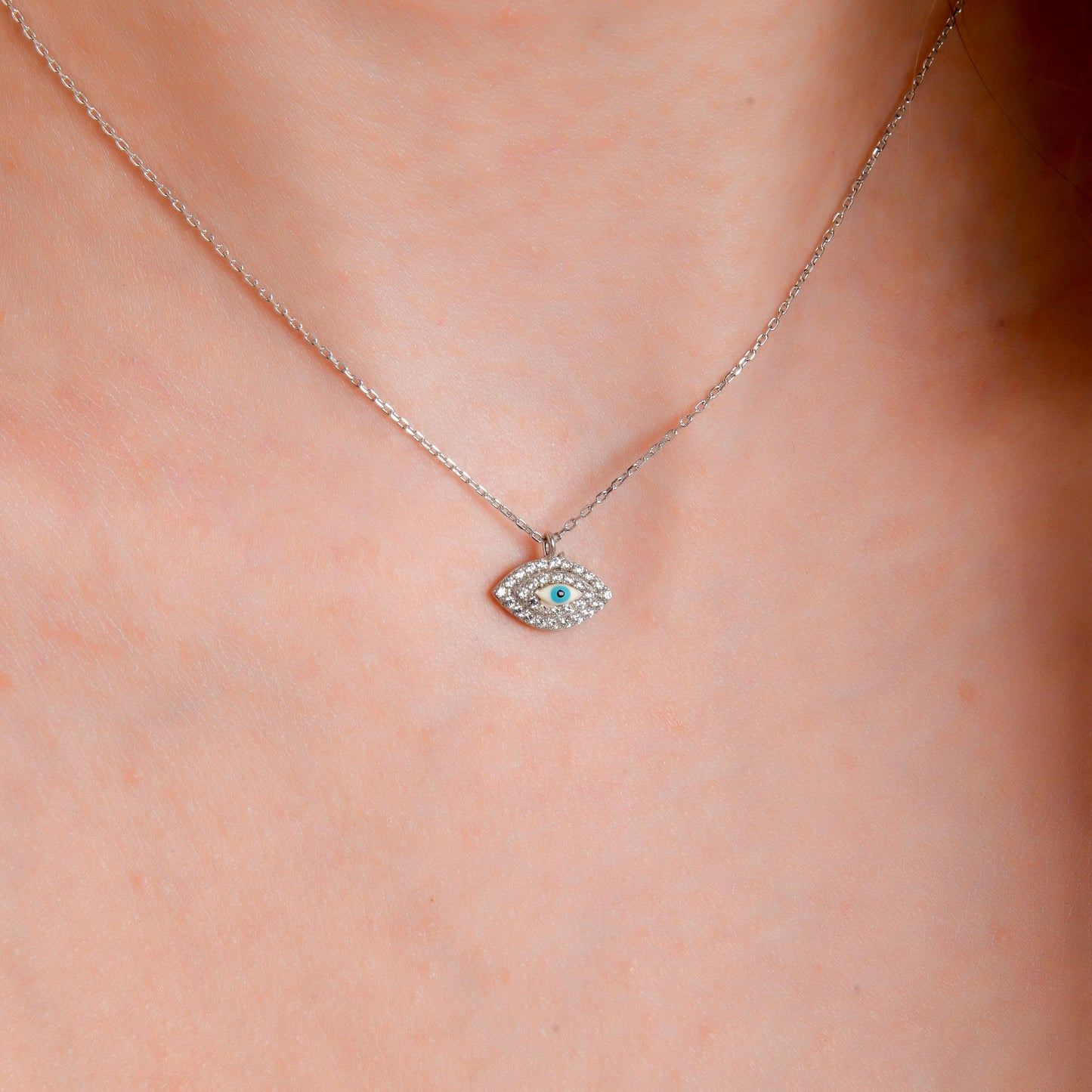 Swarovski Zirconia Koruyucu Nazar Göz Kadın Kolye