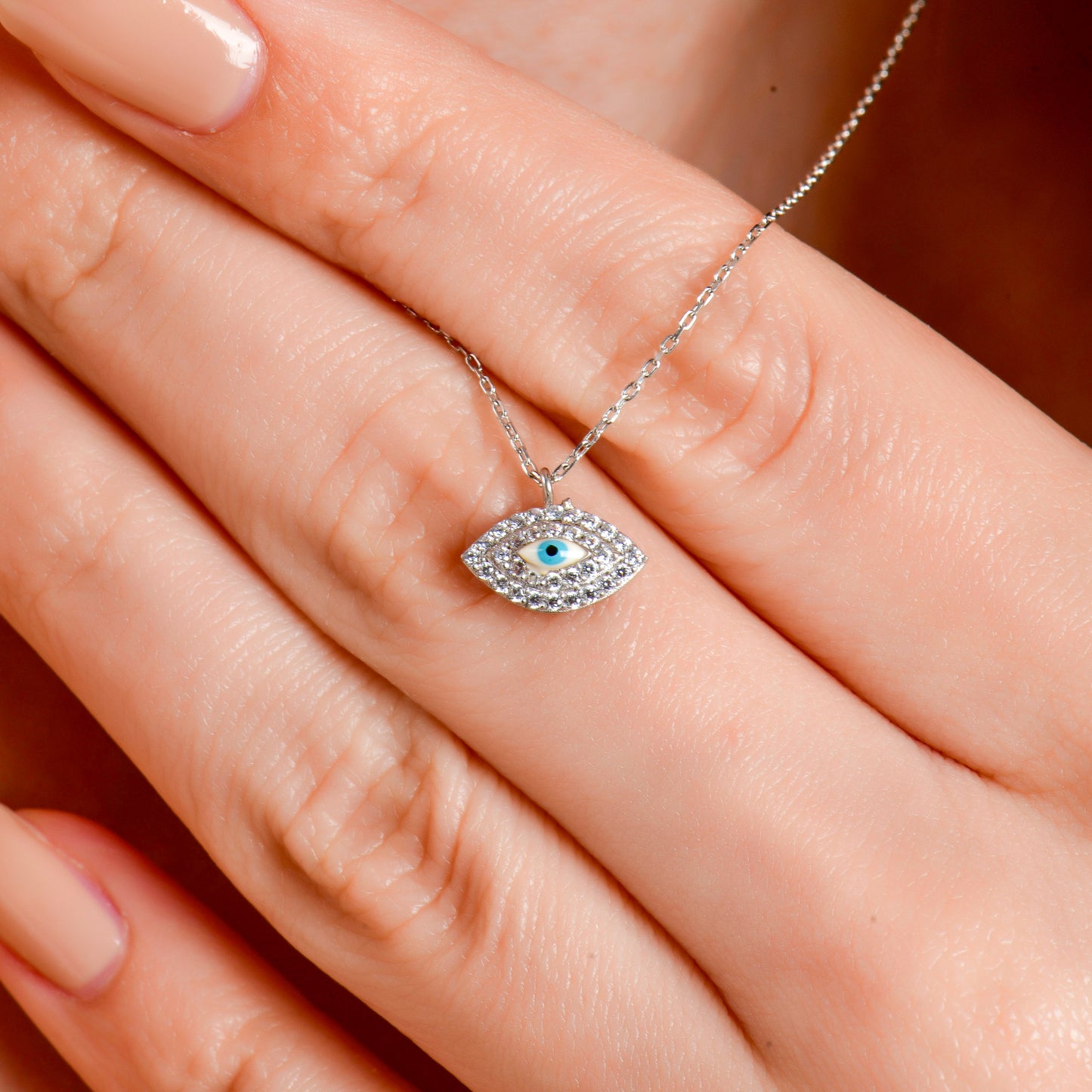 Swarovski Zirconia Koruyucu Nazar Göz Kadın Kolye