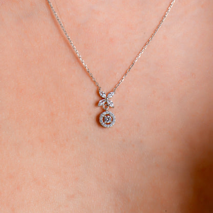Swarovski Zirconia Çiçek Tek Taş Kombin Kadın Kolye