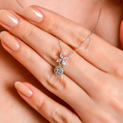 Swarovski Zirconia Çiçek Tek Taş Kombin Kadın Kolye