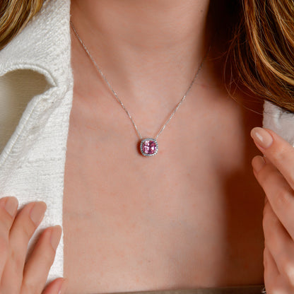 Swarovski Zirconia Pink Crown Kraliyet Kadın Kolye