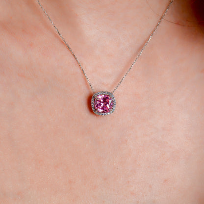 Swarovski Zirconia Pink Crown Kraliyet Kadın Kolye