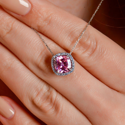 Swarovski Zirconia Pink Crown Kraliyet Kadın Kolye