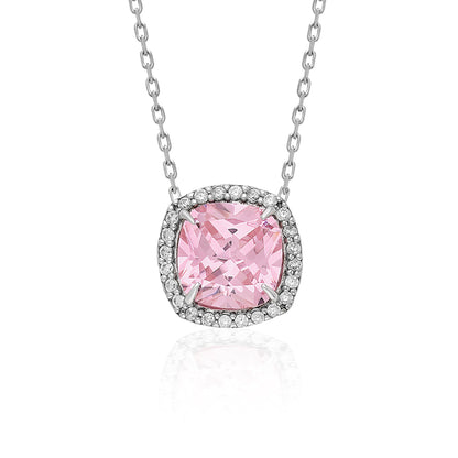 Swarovski Zirconia Pink Crown Kraliyet Kadın Kolye