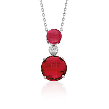 Swarovski Zirconia Ruber Kalbin Rengi Kadın Kolye