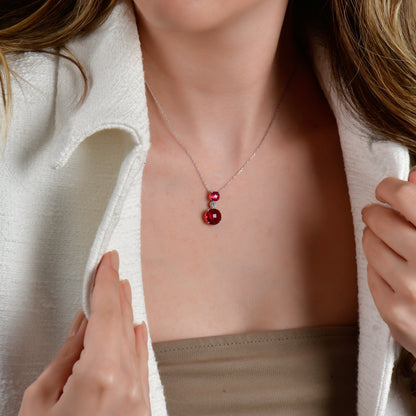 Swarovski Zirconia Ruber Kalbin Rengi Kadın Kolye