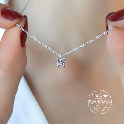 Swarovski Dört Kalp Gümüş Kolye