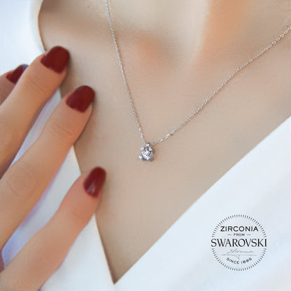 Swarovski Dört Kalp Gümüş Kolye