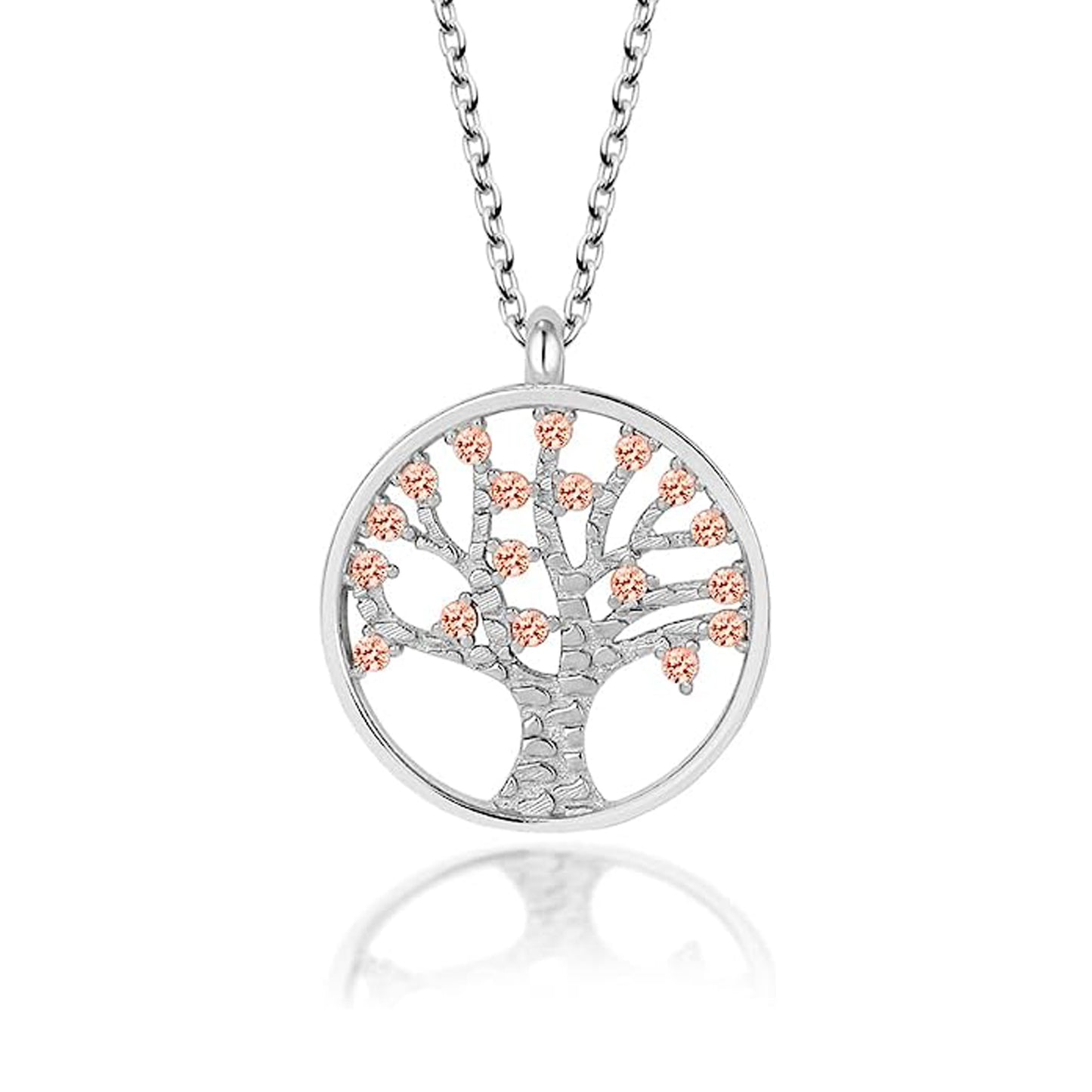 Swarovski Granat Hayat Ağacı Gümüş Kolye