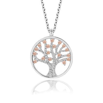 Swarovski Granat Hayat Ağacı Gümüş Kolye