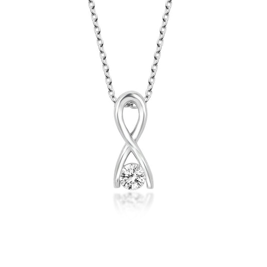 Swarovski Tek Taş Sonsuzluk Gümüş Kolye
