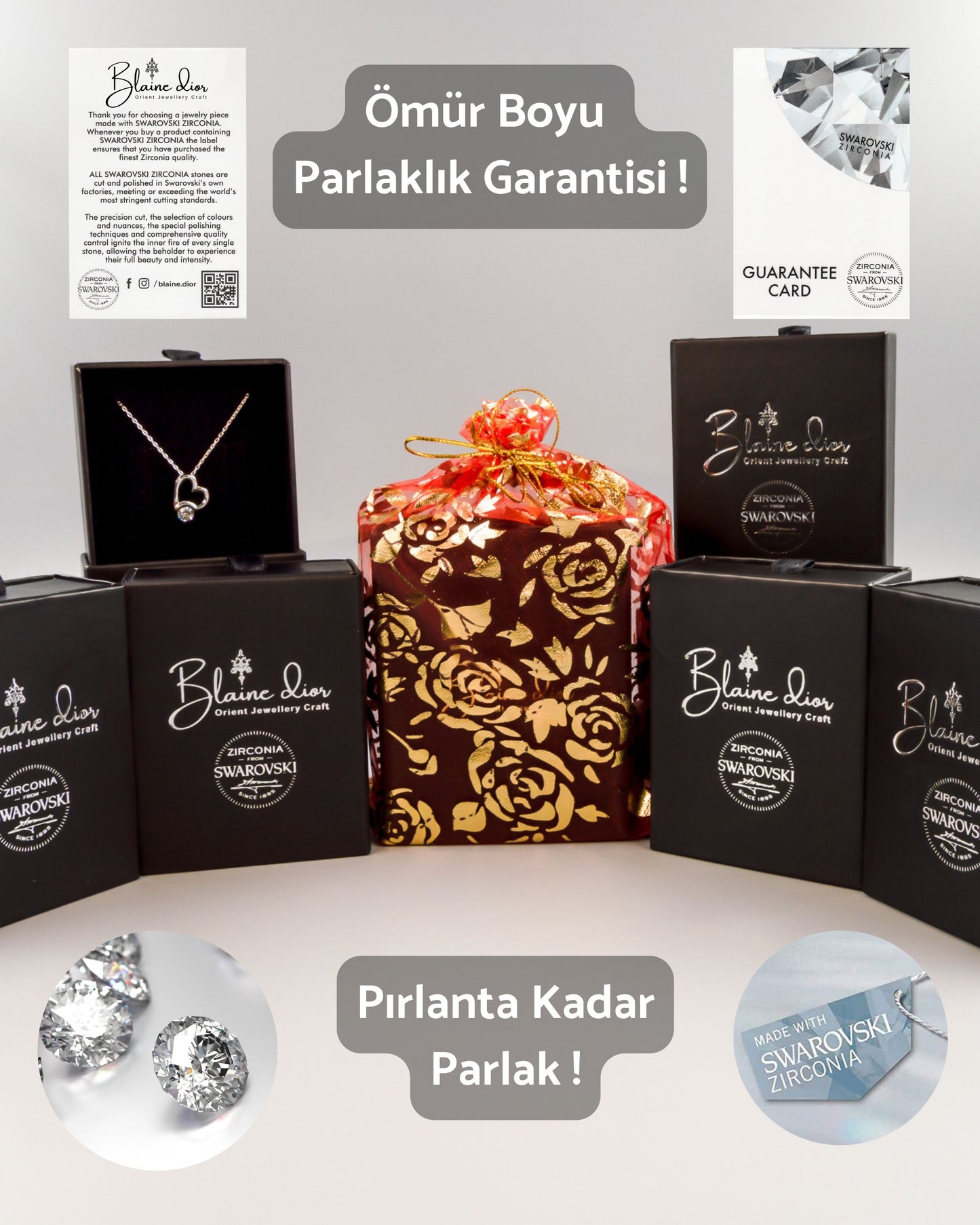 Swarovski Tek Taş Sonsuzluk Gümüş Kolye
