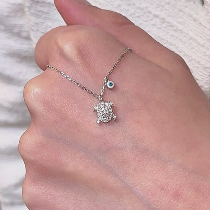 Swarovski Nazarlı Kaplumbağa Kadın Kolye